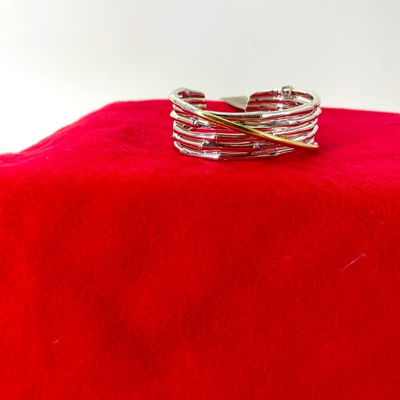 John Hardy Bamboo Flex Cuff Sliver/ Gold - Picture 8 of 10